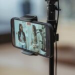 smartphone recording two people talking